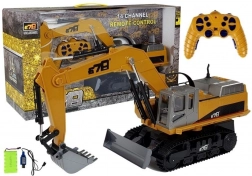 Escavatore cingolato RC con telecomando 2.4G, giallo