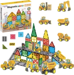 Set di costruzioni magnetiche Woopie con veicoli da cantiere