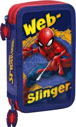 Astuccio a due scomparti con accessori SPIDERMAN rosso‑blu