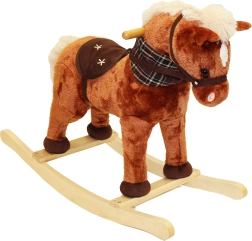 Cavallo a dondolo in peluche con effetti baio 71 × 30 × 58 cm