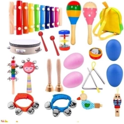Set musicale in legno per bambini con zainetto, 22 pezzi