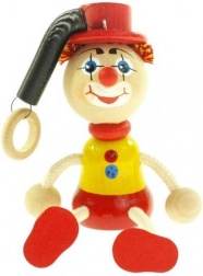 Clown con cappello su molla – giocattolo sospeso in legno