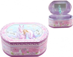 Scrigno portagioie musicale rosa con ballerina e unicorno