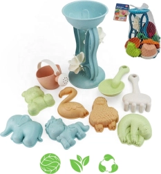 Woopie Green set ecologico per la sabbia con mulino e annaffiatoio, 10 pezzi