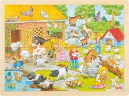 Puzzle in legno per bambini Zoo Goki, 48 pezzi
