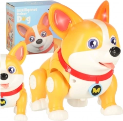 Cagnolino robotico interattivo Corgi con orecchie luminose e musica