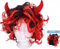 Parrucca con corna rosse per diavoli e diavolesse