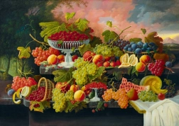Puzzle Natura Morta con Frutta e Tramonto