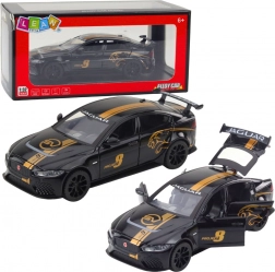 Auto sportivo in metallo 1:32 con meccanismo a retrocarica, luci e suoni – nero