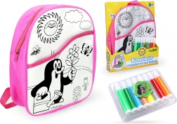 Zaino da colorare Rosa con Talpa, 30 cm e 8 pennarelli