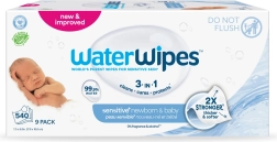 Salviette umidificate WaterWipes per neonati e bambini 3 in 1, 9 × 60 pezzi