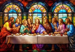 Pittura diamantata Ultima Cena vetrata 80 × 40 cm