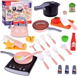 Cucina giocattolo per bambini con fornello elettrico e stoviglie