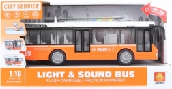 Filobus arancione giocattolo che si illumina a batteria