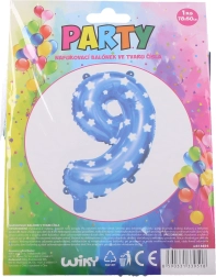 Palloncino gonfiabile blu numero 9 con stelline 78 × 50 cm