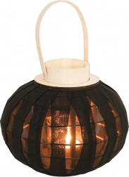 Lanterna nera in legno per candela 22 cm