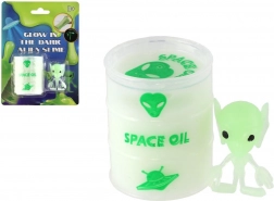 Slime luminoso con alieno in barile 6 cm