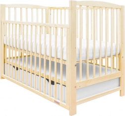 Lettino per bambini New Baby Lilly con sponda scorrevole e cassetto – naturale