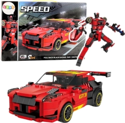 Kit di costruzione 2-in-1 auto GT3 e robot, 335 pezzi, rosso