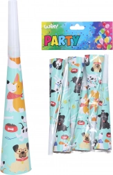 Trombette per festa a tema cane 20 cm (6 pz)