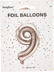 Palloncino in foil numero 9 rosa perlato 35 cm
