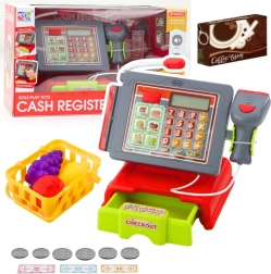 Cassa giocattolo con accessori, cestino e frutta – luci e suoni, rossa