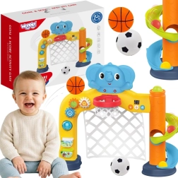Woopie baby centro sportivo interattivo 2 in 1 – porta e canestro da basket con elefantino