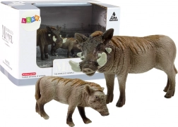 Set di 2 figurine — facocero con cucciolo, serie Animali del mondo