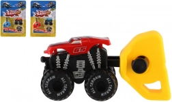 Mini macchinina monster truck a scatto, plastica, 4 cm, 3 colori