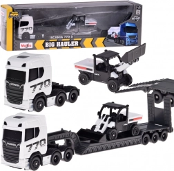 Set in metallo Maisto SCANIA 770S con semirimorchio ribassato e caricatore 1:64