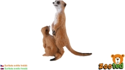 Suricata con cucciolo in plastica, marrone chiaro, 8 cm