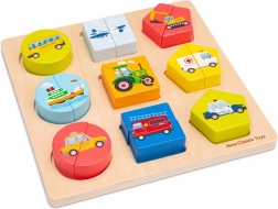 Puzzle ad incastro in legno - mezzi di trasporto