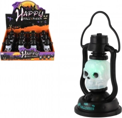 Mini lanterna di Halloween con teschio a batteria, luce e suono 7 × 12 cm