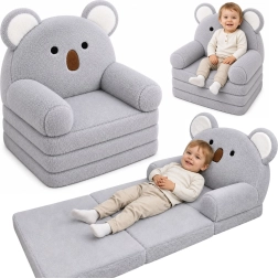 Poltroncina per bambini pieghevole 2 in 1 Koala, grigia