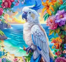 Pittura diamantata cacatua 30 × 40 cm
