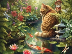 Puzzle Gatto e Koi 275 pezzi XL