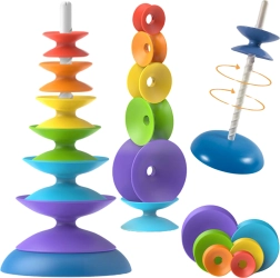 torre a spirale colorata woopie – giocattolo educativo impilabile per bambini 10m+