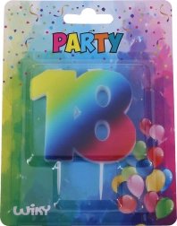 Candela di compleanno numero 18 arcobaleno