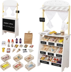 Bancarella e teatrino in legno 2 in 1 per bambini