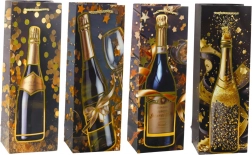 Borsa regalo di carta per bottiglia di champagne 35 × 12 × 9 cm