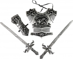 Set da cavaliere con spade argentate per bambini