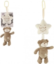 Orsetto di peluche con stellina – carillon a carica da appendere per lettino e passeggino, 36 cm