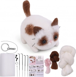 Set creativo per infeltrimento a secco – gattino bianco‑marrone