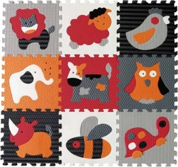 Puzzle in schiuma animali grigio e rosso 30 × 30