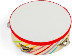 tamburello in legno BIGJIGS TOYS a strisce arcobaleno
