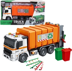 Camion interattivo della spazzatura Woopie con effetti sonori e luminosi in scala 1:16