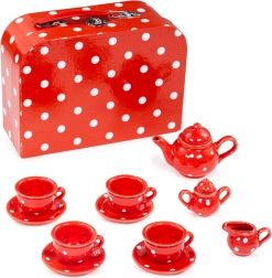 Set da tè rosso a pois BIGJIGS TOYS per bambini