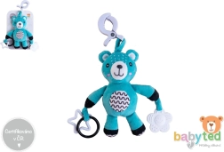 Orsacchiotto di peluche con clip e sonaglio per passeggino e lettino 30 cm
