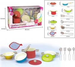 Set colorato di pentoline e accessori da cucina per bambini – in metallo, 11 pezzi