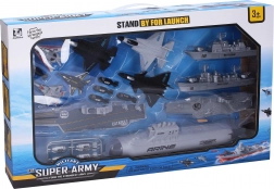 Portaerei con catapulta e sottomarino